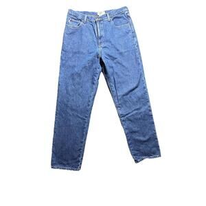 L.L.Bean Men’s Double L Flannel-Lined Jeans Natural Fit 35x32 Blue Plaid Lined